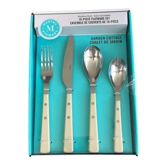 NIB Martha Stewart Garden Cottage 16pc Stainless Steel Flatware Set - Picture 1 of 3